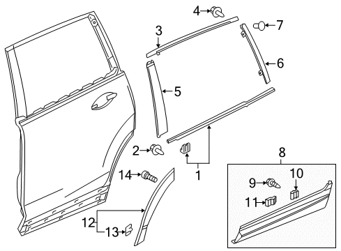 2022 Honda Pilot Exterior Trim - Rear Door Diagram