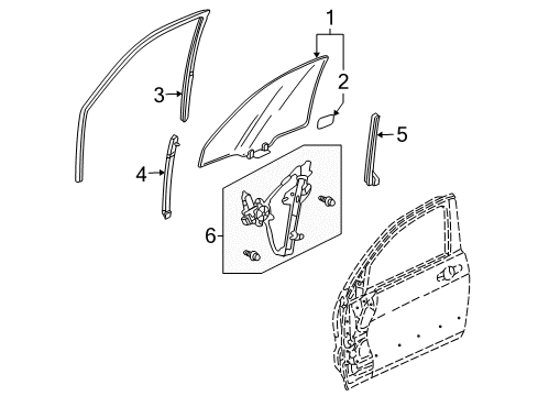 Regulator, Left Front Door Diagram for 72250-SEC-A01