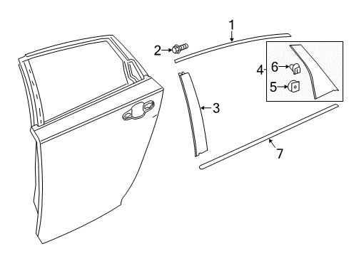 2022 Honda Accord Exterior Trim - Rear Door Diagram