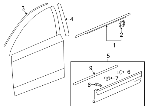 2022 Honda CR-V Hybrid Exterior Trim - Front Door Diagram