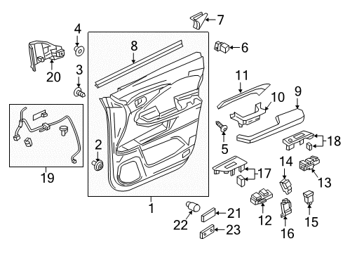 2022 Honda Pilot Interior Trim - Front Door Diagram