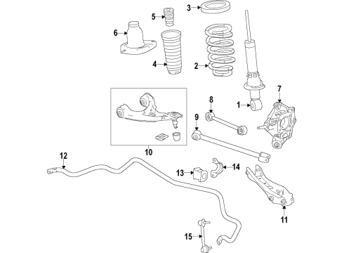 2022 Honda Pilot Rear Suspension, Lower Control Arm, Upper Control Arm, Stabilizer Bar, Suspension Components Diagram 5