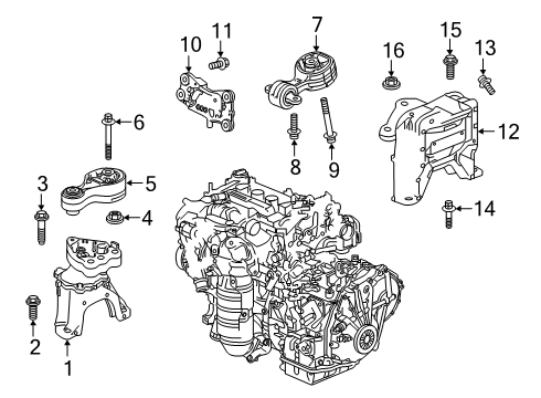 2022 Honda Accord Engine & Trans Mounting Diagram 2