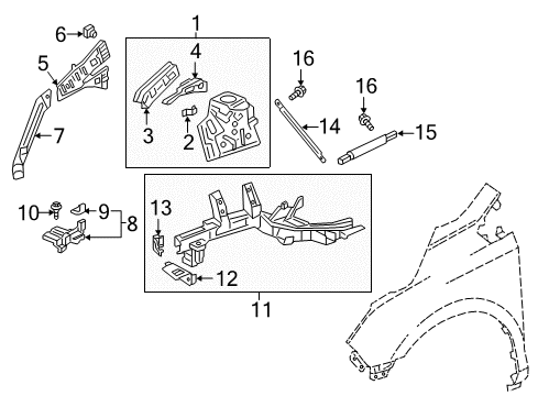 2023 Honda Odyssey Structural Components & Rails Diagram