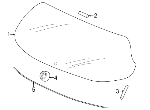 2023 Honda Pilot GLASS SET, RR Diagram for 73211-T90-A01