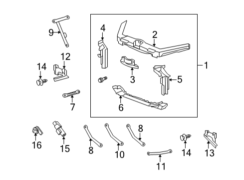 Stay Set, Right Front Bulkhead Diagram for 04601-TK4-A00ZZ