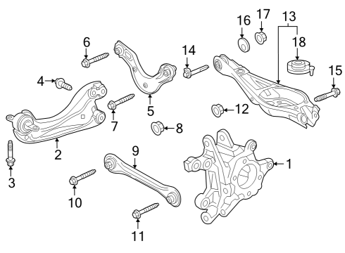 2023 Honda CR-V Hybrid Rear Suspension, Lower Control Arm, Upper Control Arm, Stabilizer Bar, Suspension Components Diagram 3