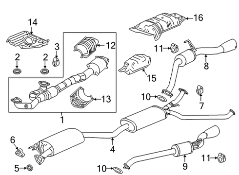 2023 Honda Ridgeline Exhaust Components Diagram 1