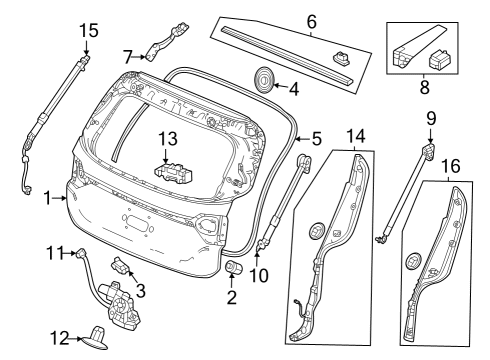 2023 Honda Pilot STAY SET, R Diagram for 74820-T90-305