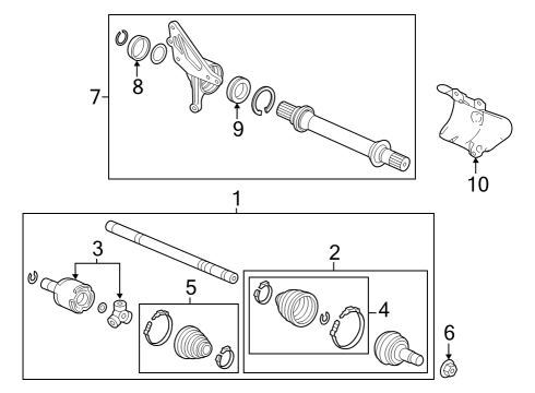 2024 Honda Pilot DRIVESHAFT ASSY-, R Diagram for 44305-T90-A01