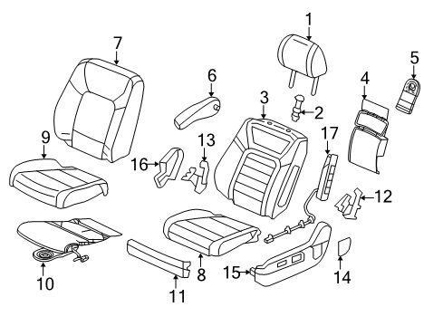 2022 Honda Pilot Driver Seat Components Diagram 1