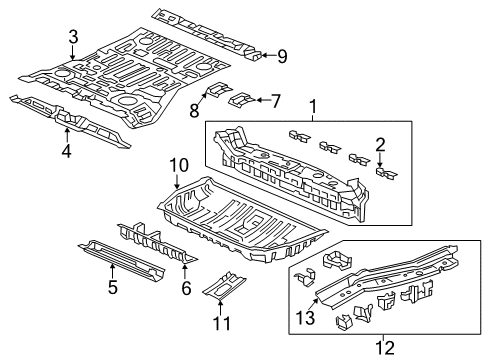 2024 Honda Odyssey Rear Body, Floor & Rails Diagram