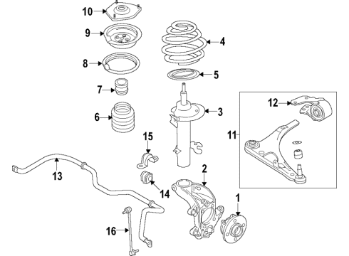 2022 Honda Passport SPRING, L- FR Diagram for 51406-TGS-A11