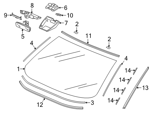 2022 Honda Accord Glass, Reveal Moldings Diagram