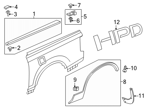 2022 Honda Ridgeline Exterior Trim - Quarter Panel Diagram