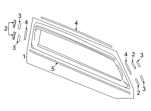 2023 Honda Ridgeline Glass & Hardware - Rear Body Diagram 1