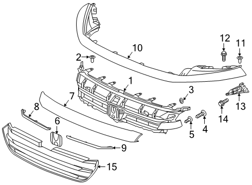 2022 Honda Insight Grille & Components Diagram