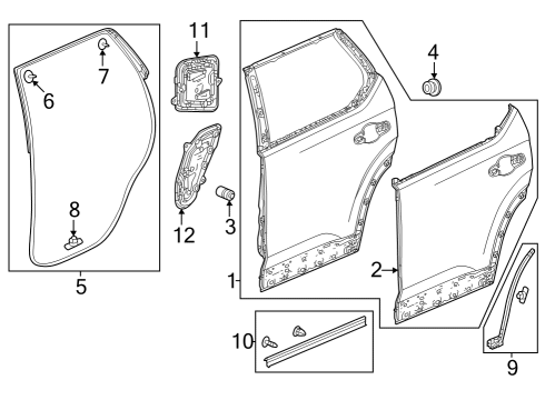 2024 Honda Pilot PANEL, R- RR- DOOR Diagram for 67510-T90-A10ZZ