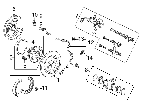 Set, Rear Brake Hose Diagram for 01468-TK4-A00