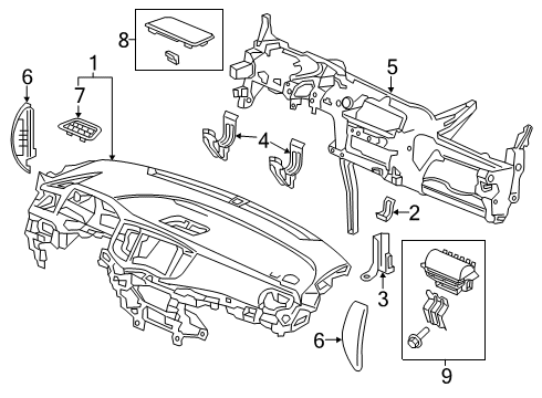 2022 Honda Passport Cluster & Switches, Instrument Panel Diagram 1