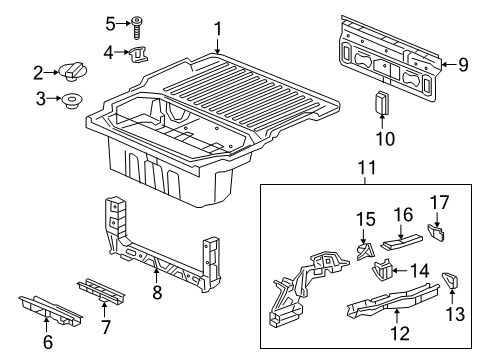 2023 Honda Ridgeline Rear Body & Floor Diagram