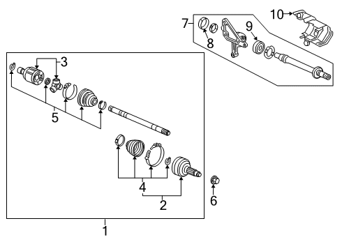 2022 Honda Passport Drive Axles - Front Diagram