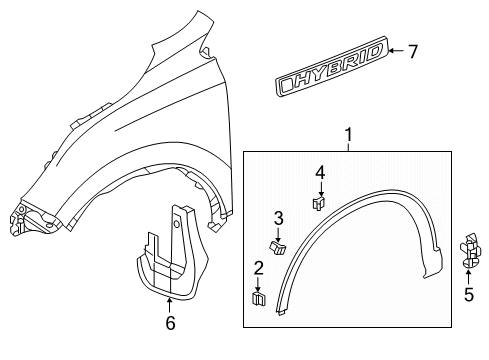 2022 Honda CR-V Hybrid Exterior Trim - Fender Diagram