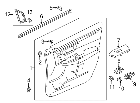 2022 Honda CR-V Hybrid Interior Trim - Front Door Diagram