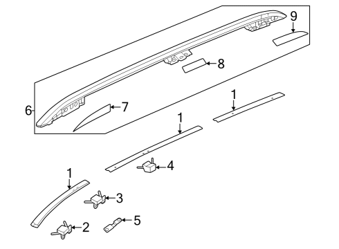 2023 Honda Pilot Exterior Trim - Roof Diagram 2