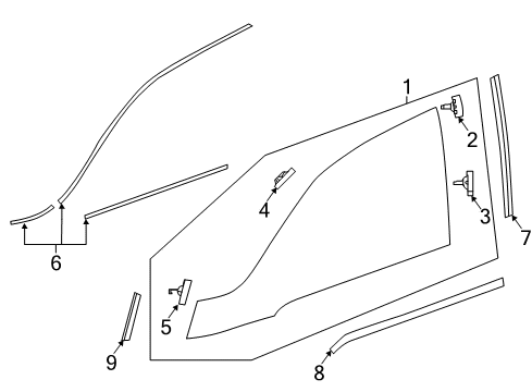 2023 Honda Odyssey Glass - Side Panel Diagram