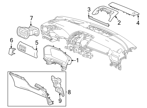 2023 Honda Pilot Cluster & Switches, Instrument Panel Diagram 1