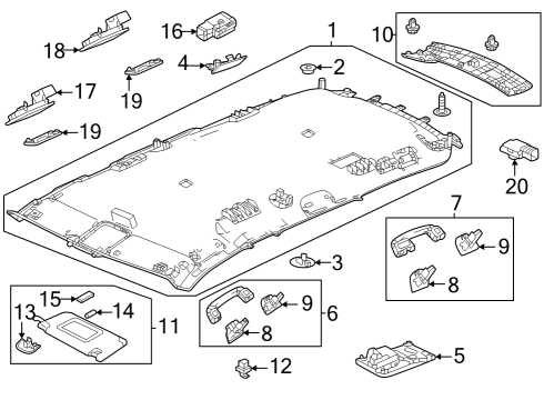 2023 Honda Pilot SUNVISOR *NH900L* Diagram for 83280-T90-A01ZA