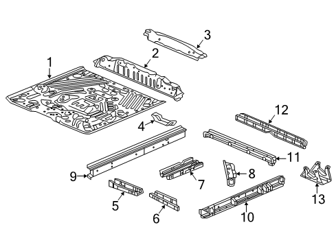 2022 Honda Pilot Floor & Rails Diagram