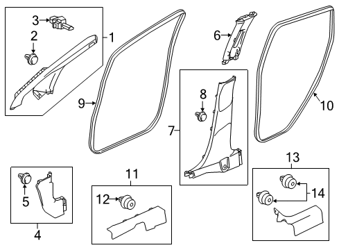 2022 Honda HR-V Interior Trim - Pillars Diagram