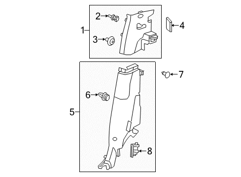 2022 Honda Ridgeline Interior Trim - Quarter Panels Diagram 1