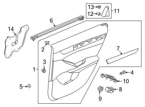 2022 Honda Accord Interior Trim - Rear Door Diagram