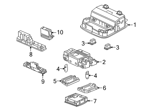 2022 Honda CR-V Hybrid Overhead Console Diagram