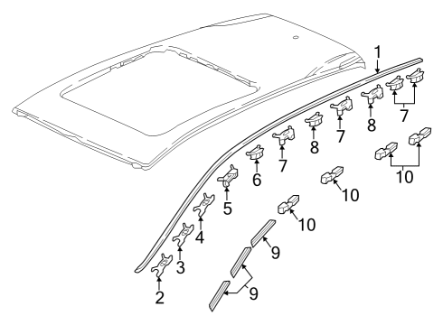 2023 Honda CR-V Hybrid Exterior Trim - Roof Diagram 1