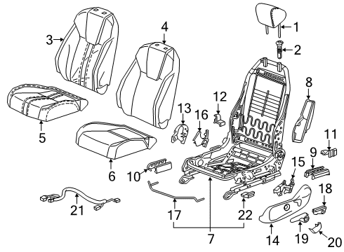 2022 Honda Insight Driver Seat Components Diagram 2