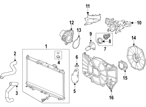 2022 Honda Accord Cooling System, Radiator, Water Pump, Cooling Fan Diagram 5