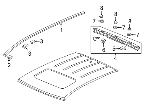 2023 Honda Ridgeline Exterior Trim - Roof Diagram