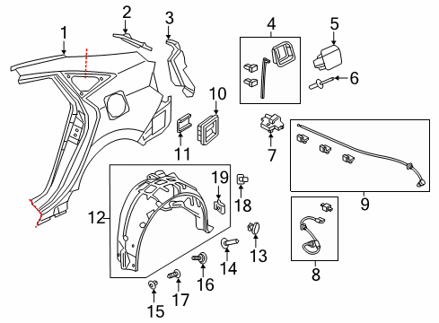 2022 Honda Insight Quarter Panel & Components Diagram