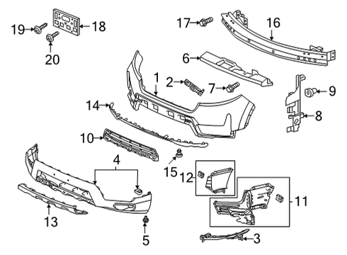 2022 Honda Ridgeline Bumper & Components - Front Diagram