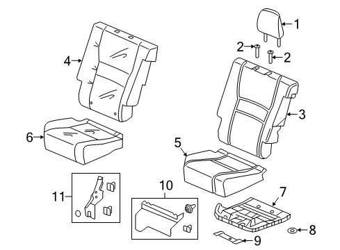 2022 Honda Ridgeline Rear Seat Components Diagram 1