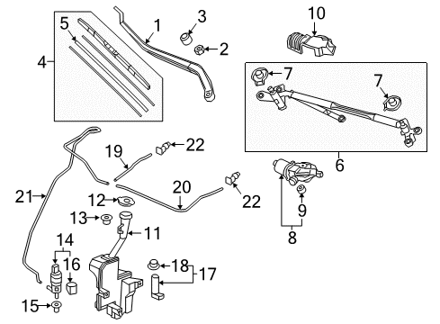 2022 Honda Ridgeline Wiper & Washer Components Diagram