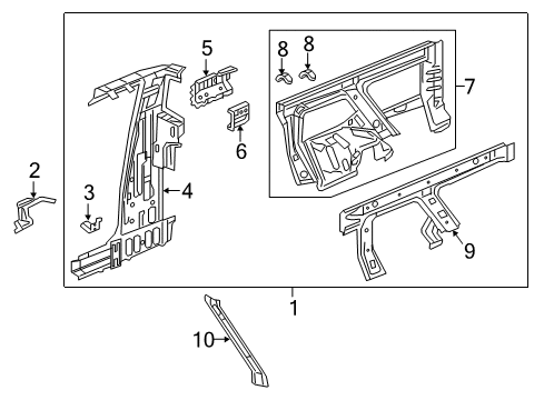 2022 Honda Ridgeline Inner Structure - Quarter Panel Diagram