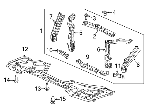 2023 Honda Passport Radiator Support, Splash Shields Diagram