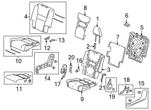 2023 Honda Passport Rear Seat Components Diagram 1