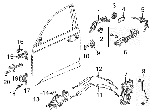 2019 Honda Accord LATCH ASSY-, R- FR Diagram for 72110-TVA-A02