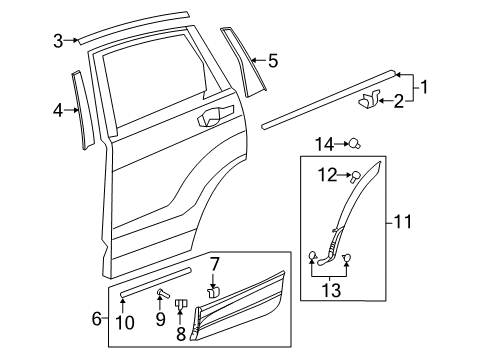 2022 Honda CR-V Hybrid Exterior Trim - Rear Door Diagram